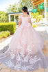 Girls Multi Color Bliss Mini Quince Off-Shoulder Tail Pageant Dress 2-16